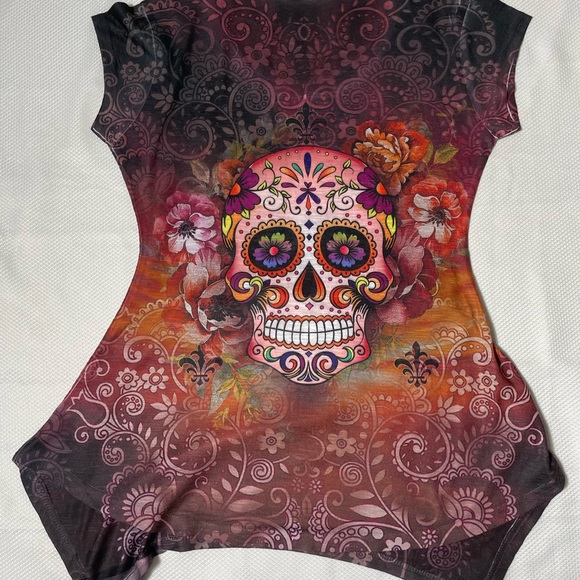 New Mexico day of the dead Halloween womens t shirt - Picture 2 of 4